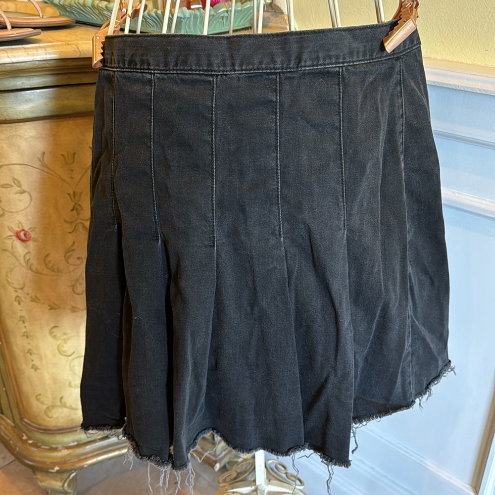 ASOS Black Denim pleated skirt